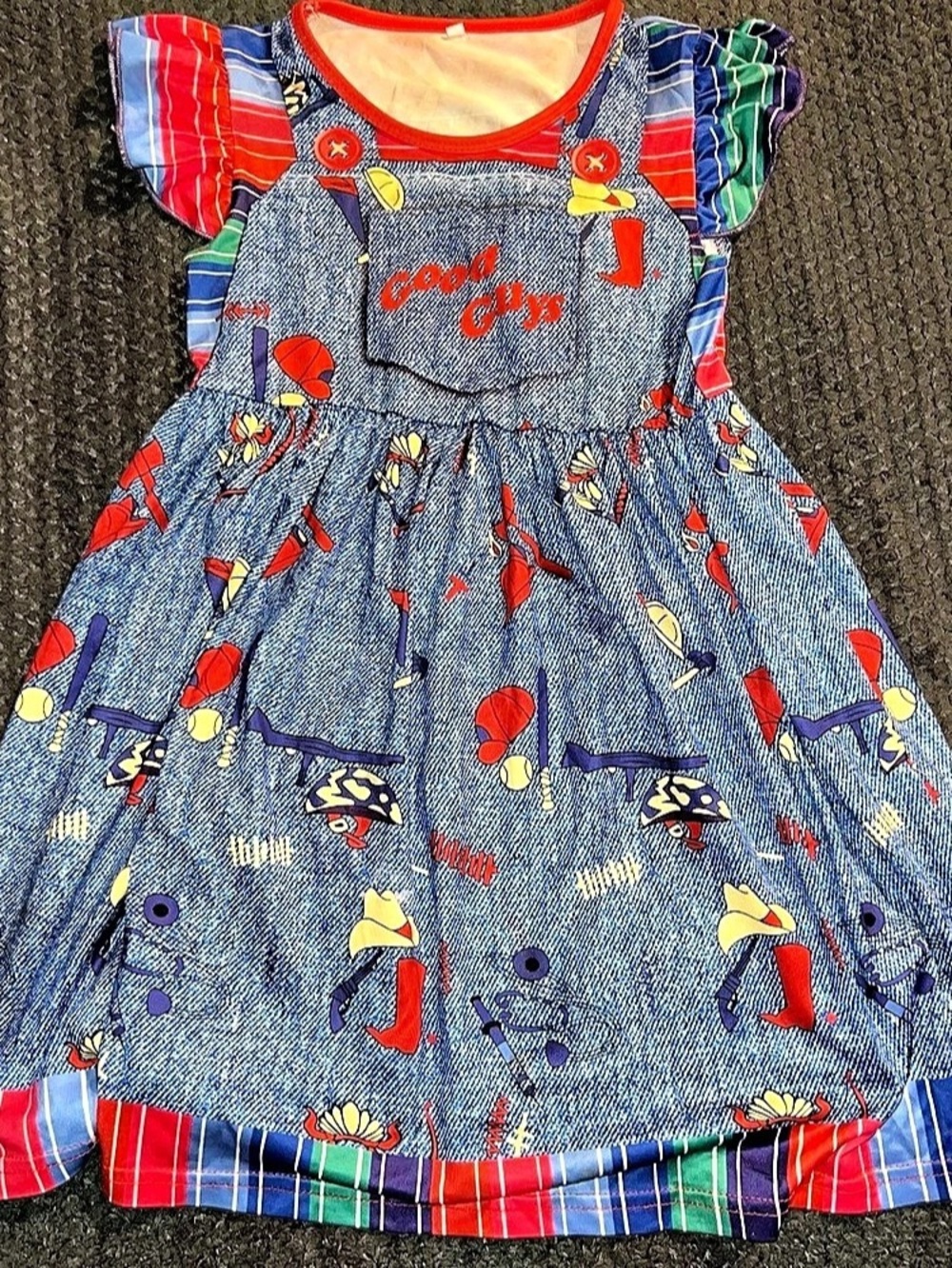 Kids Chucky Inspired Girls Dress Overalls Costume